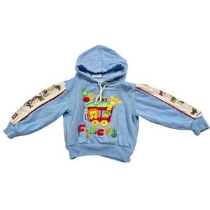 JOGGLES Toddler Boys 3T Blue Circus Embroidered Hoodie  Sweatshirt Vintage 80s